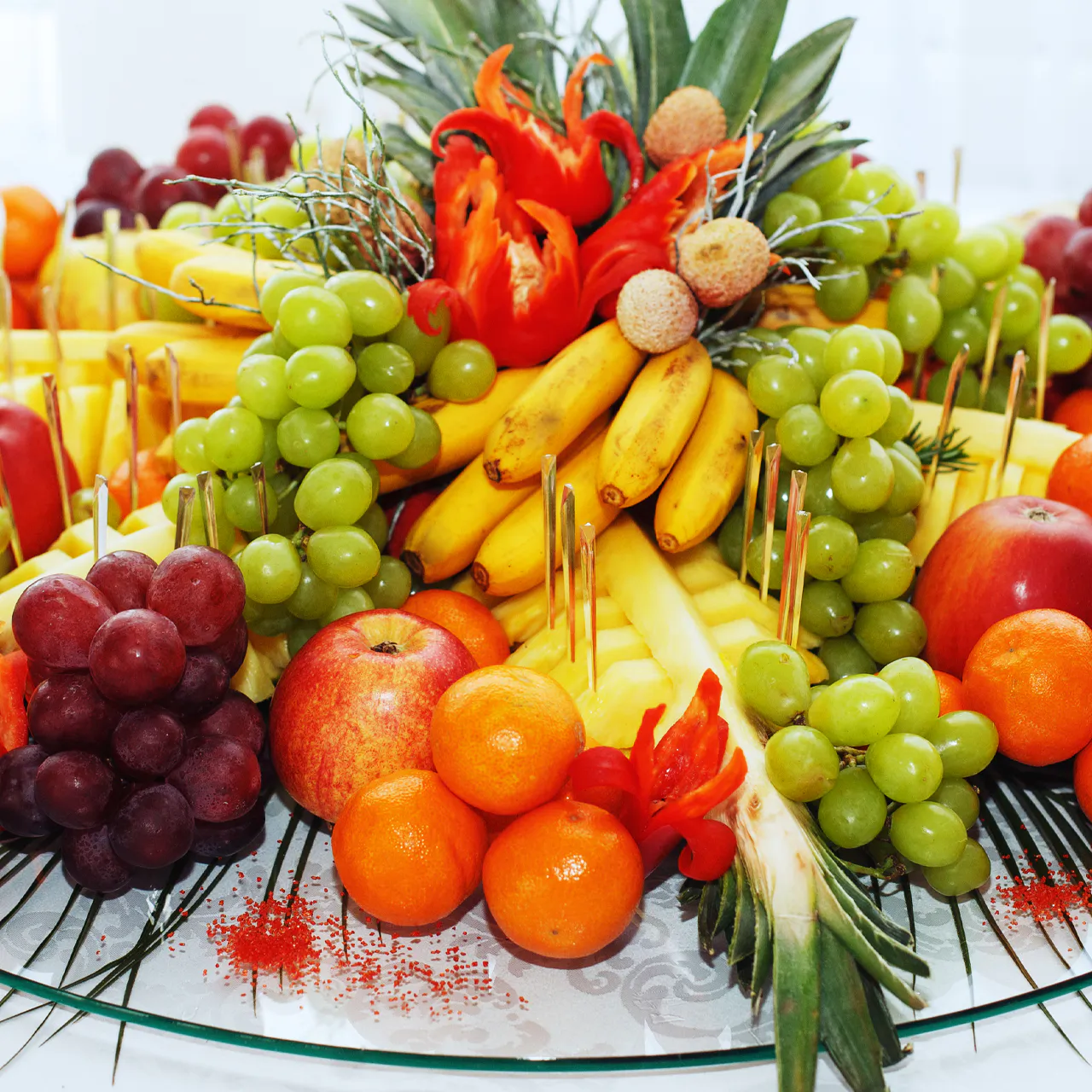Colorful fruit platter with hand-selected fresh fruit, ripe and ready to enjoy